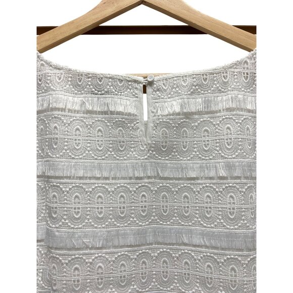 Talbots NWT White Sleeveless Embroidered Panel Tank Blouse - Picture 6 of 7